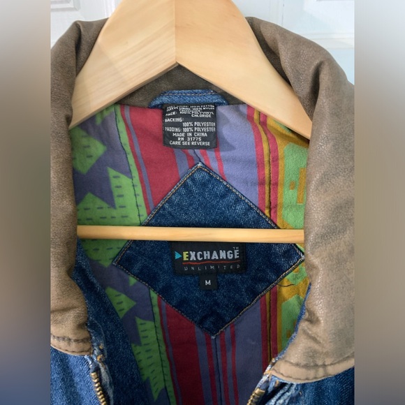 Vintage 80’s 90’s Exchange Unlimited Western Quilted Denim Bomber Jacket M - Picture 6 of 8